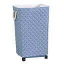 Cestone tessuto azzurro rettangolare con rotelle 40x30x70 cm