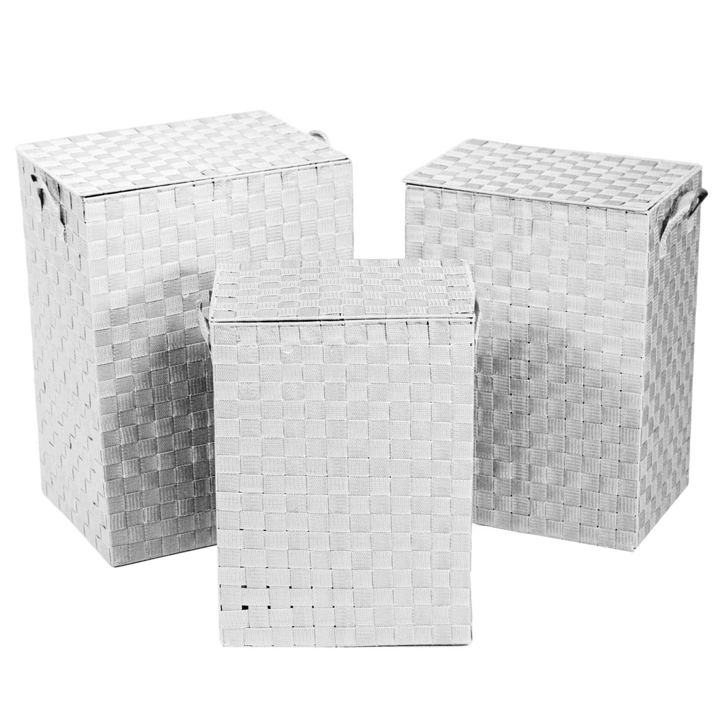 Cestone poliestere bianco foderato rettangolare 1-3 cm40x30h55