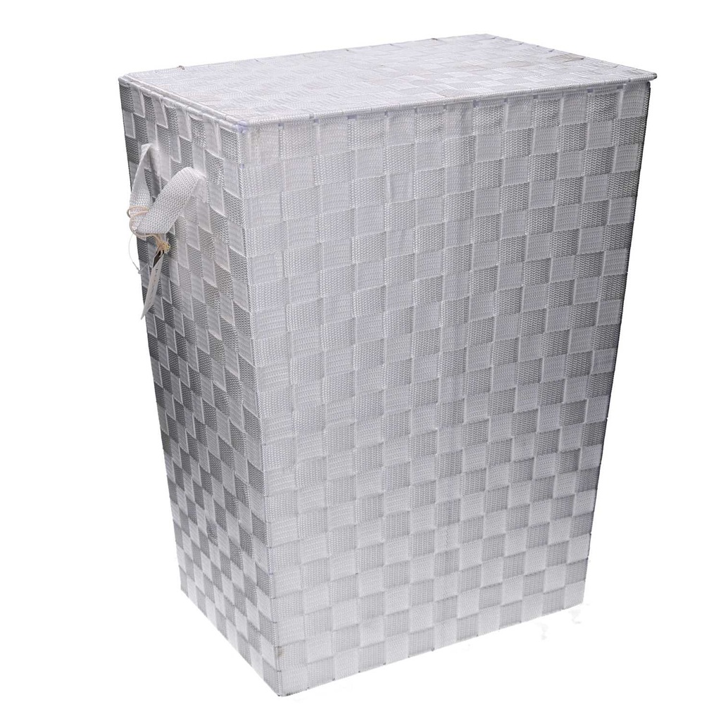 Cestone bianco poliestere foderato rettangolare cm40x30h53