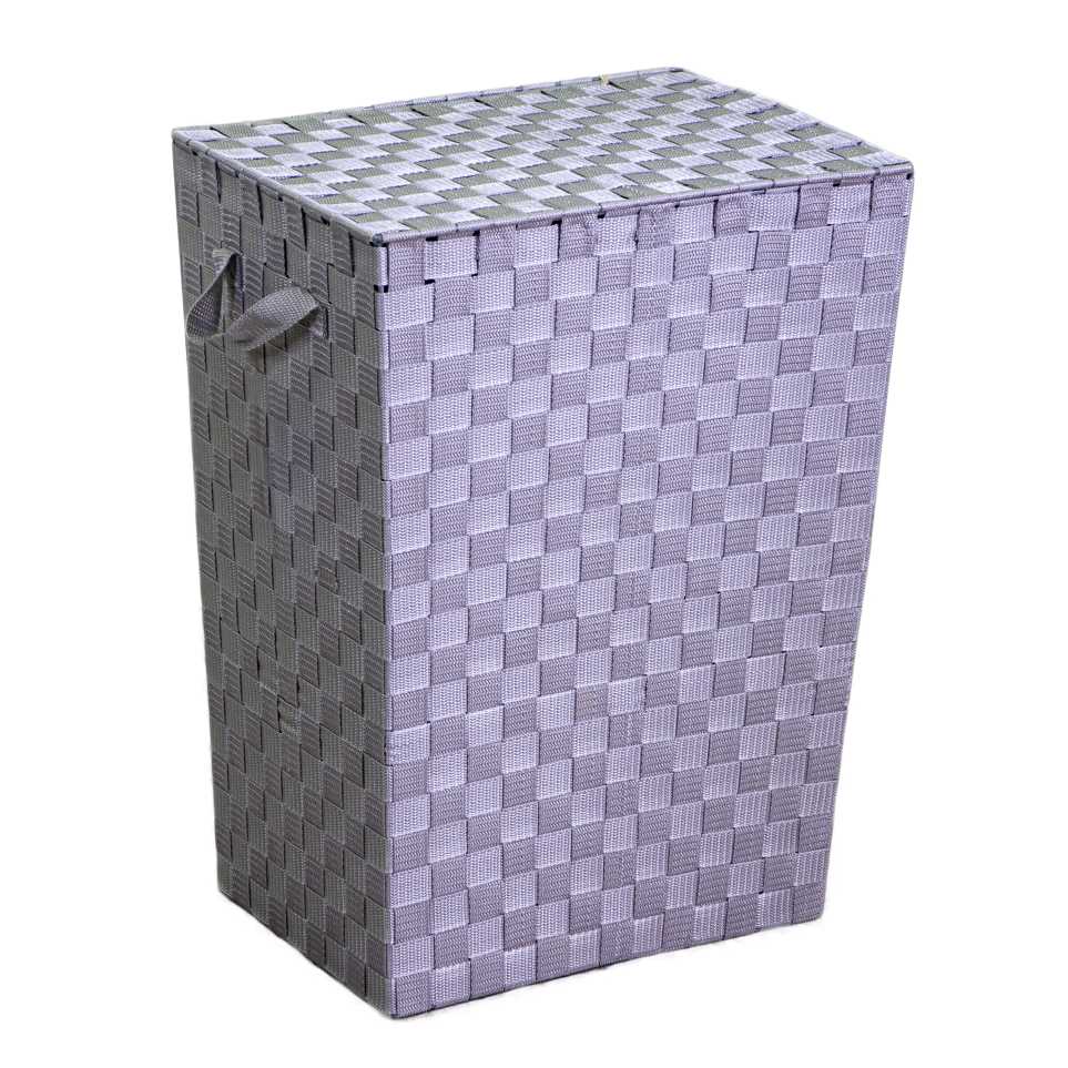 Cestone grigio rettangolare foderato in poliestere cm40x30h53