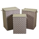 Set 3 cestoni poliestere tortora foderati 40x30x55 cm