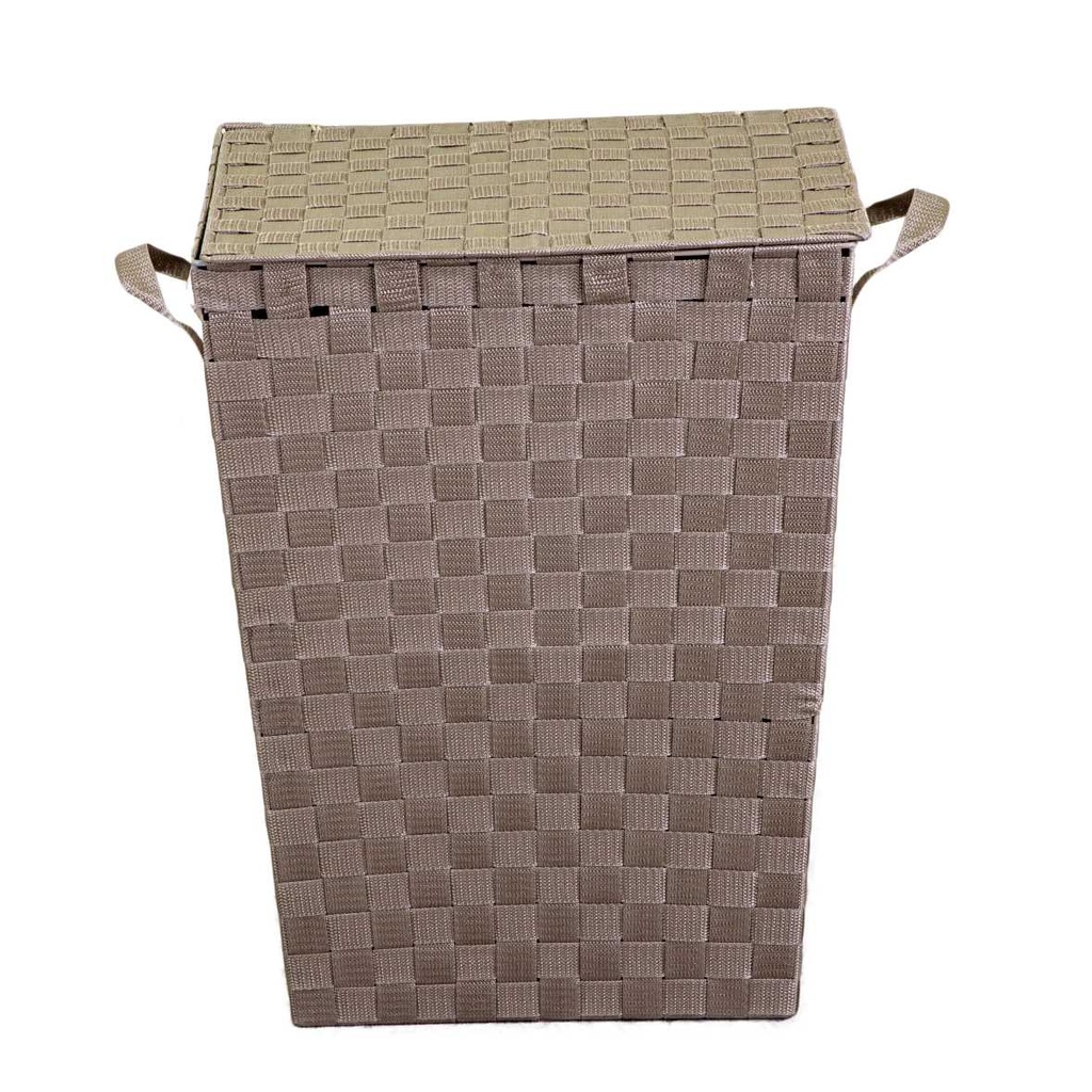Cestone poliestere tortora foderato rettangolare cm40x30h53