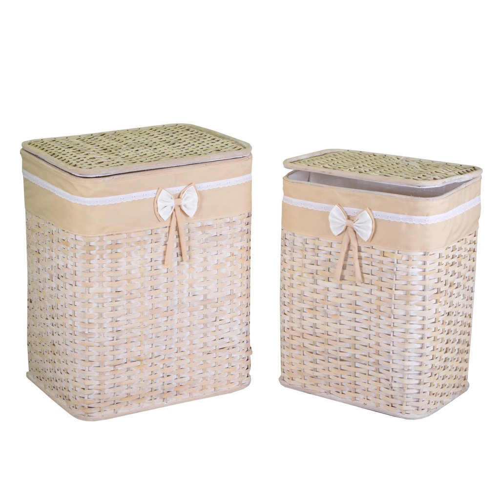 Cestone in rattan naturale rettangolare 46x36h59 cm