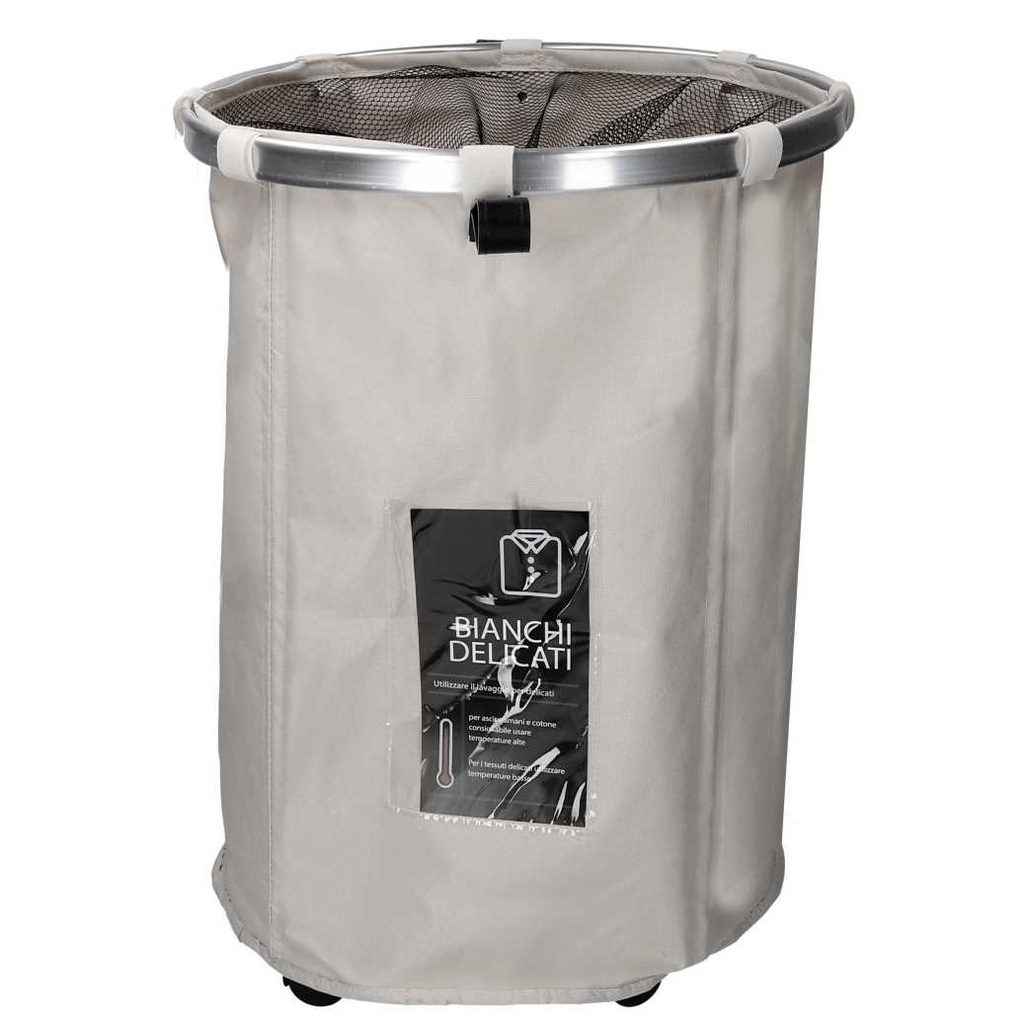 Cestone pieghevole in tessuto grigio ø40h55