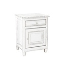 Comodino in legno bianco con 1 anta e 1 cassetto - Colette 50 x 40 x 65 cm