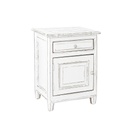 Comodino rustico con 1 anta e 1 cassetto, dimensioni 50x40x65 cm