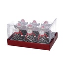 Confezione 6 pezzi candela paraffina pigna renna 13,5x7,5x9,5 cm