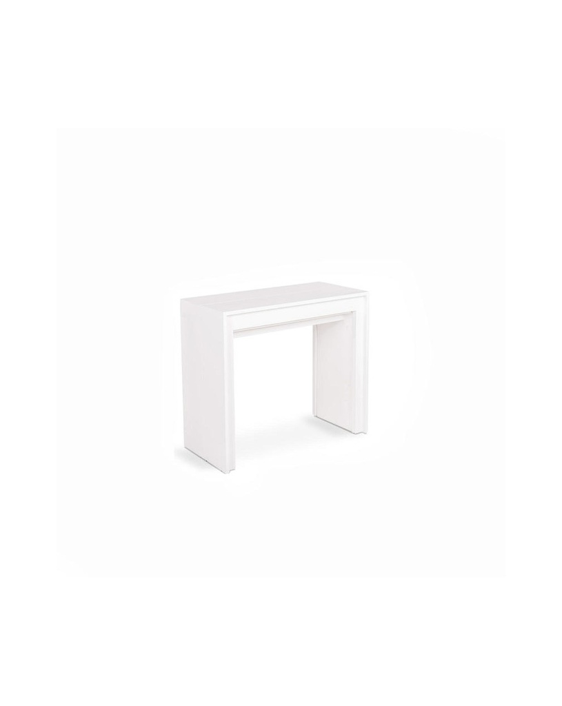 Consolle Allungabile in Mdf Bianco Antigraffio con Allunghe in Melaminico, Dimensioni 90x42,5/302,5x76cm