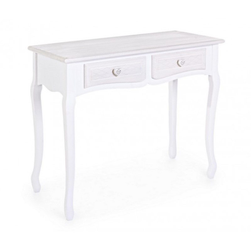 Consolle shabby due cassetti Bianca CHARELENE L 90x40x h78 cm