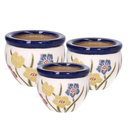 Coprivaso ceramica bianco con fiori 30x21 cm