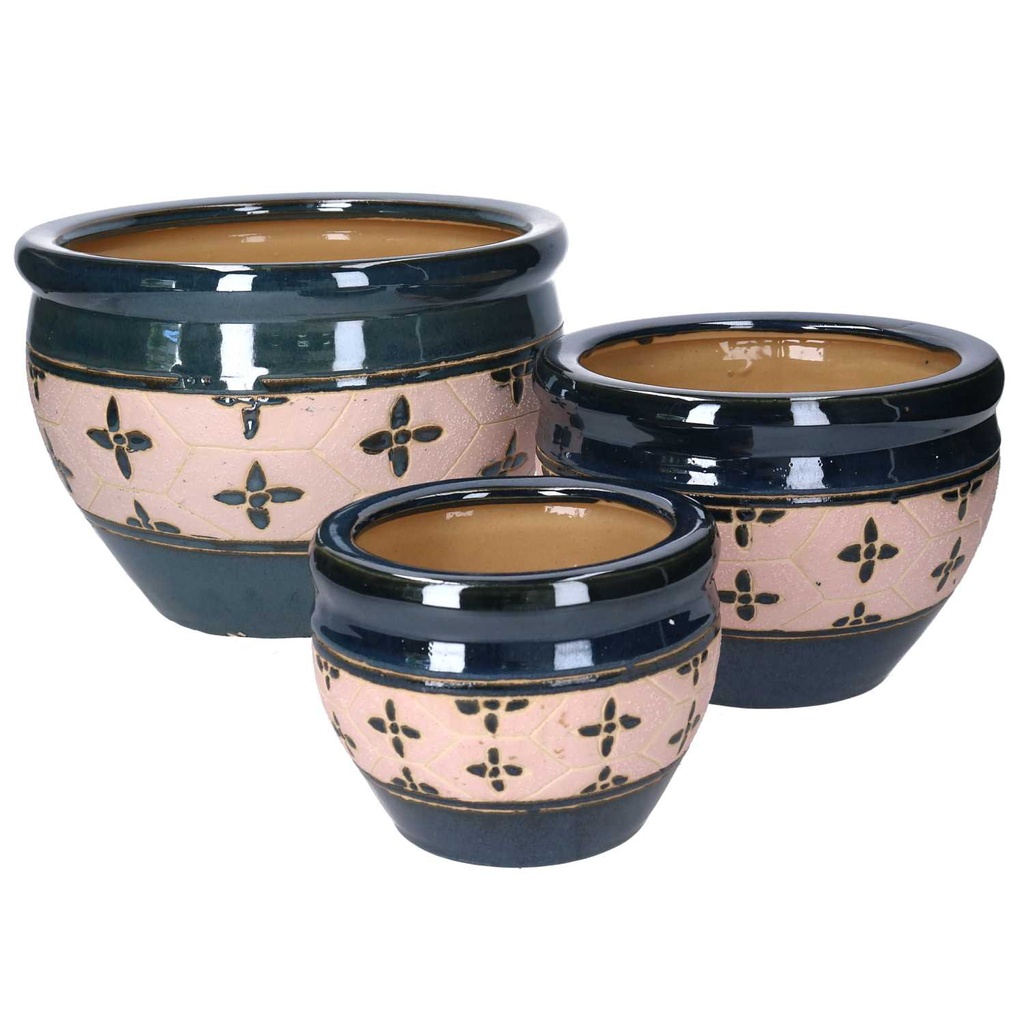 Coprivaso ceramica blu beige 30x30x21 cm