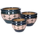 Coprivaso ceramica blu beige 30x30x21 cm