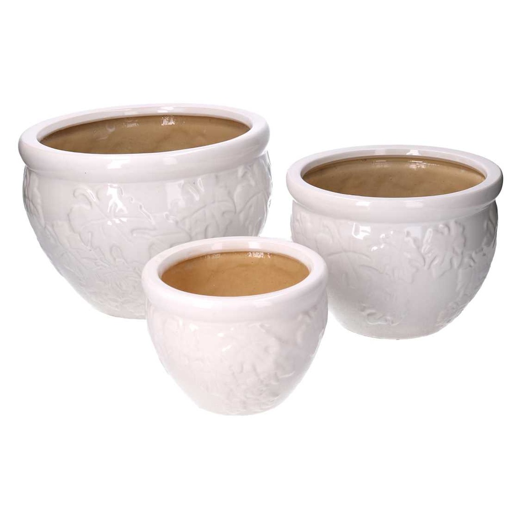 Coprivaso ceramica con decori bianco 30x21 cm