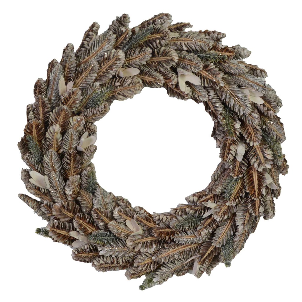 Coroncina con foglie marrone glitter cmø45h8