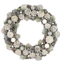Coroncina con pigne glitter argento ø30 cm