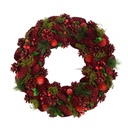 Coroncina rossa con pigne ø30 cm