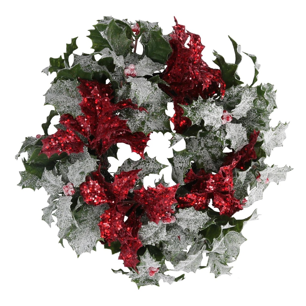 Coroncina con pungitopo rosso ø17x35 cm