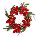 Coroncina Fiori Bacche Rosso Oro Tondo 50x40 cm