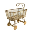 Culla in giunco con ruote in legno 97x57xh.43/79 cm