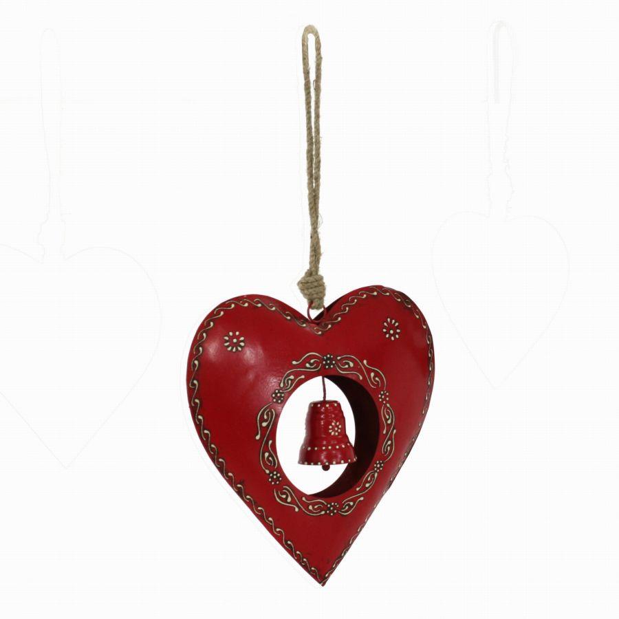 Cuore Metallo Rosso con Campanello 23x23x4 cm