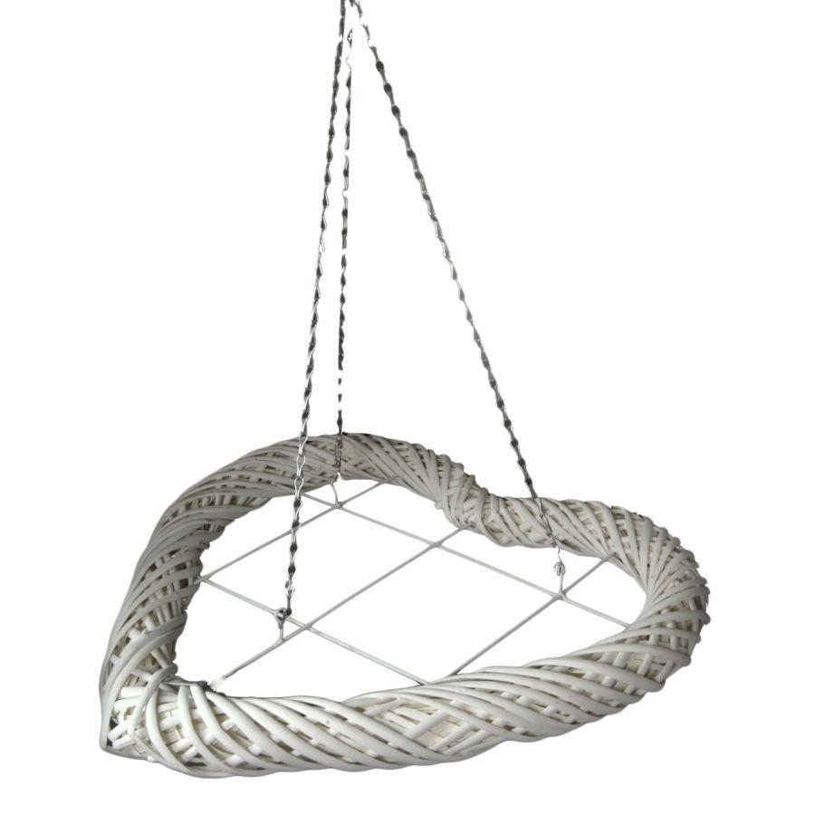 Cuore in vimini bianco 75x75 cm