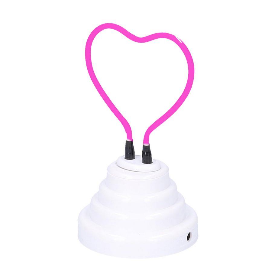 Cuore Viola Luce Neon - Lampada Romantica in Vetro e Plastica, Altezza 18 cm, Larghezza 10 cm, Profondità 10 cm