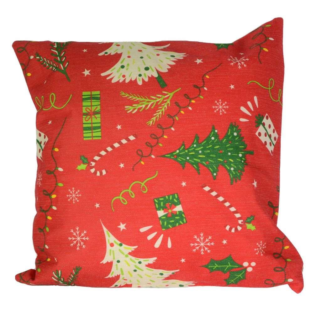 Cuscino in tessuto albero rosso e verde 43x43 cm