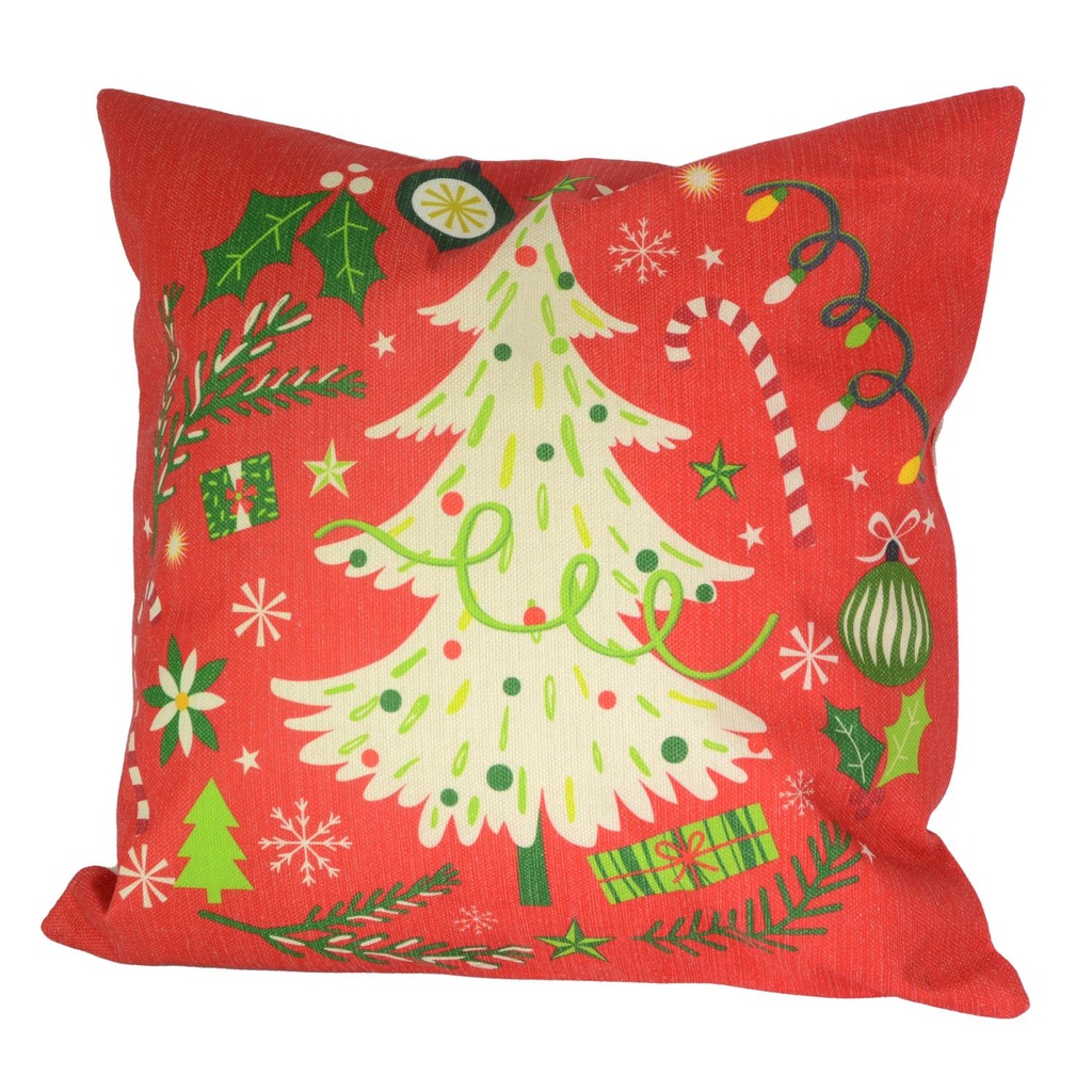 Cuscino in tessuto albero rosso e verde 43x43 cm