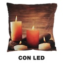 Cuscino in tessuto con candele led marrone 40x40 cm