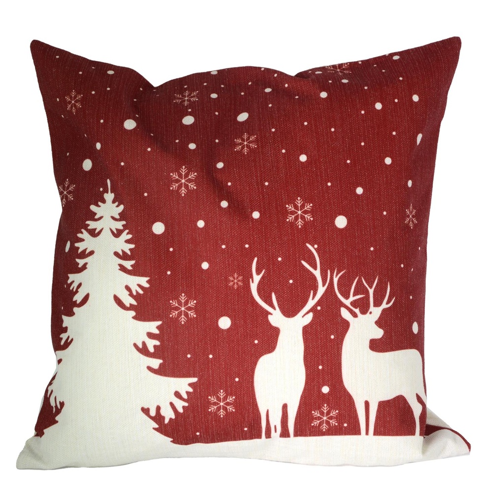 Cuscino in tessuto cervo rosso e bianco 43x43 cm