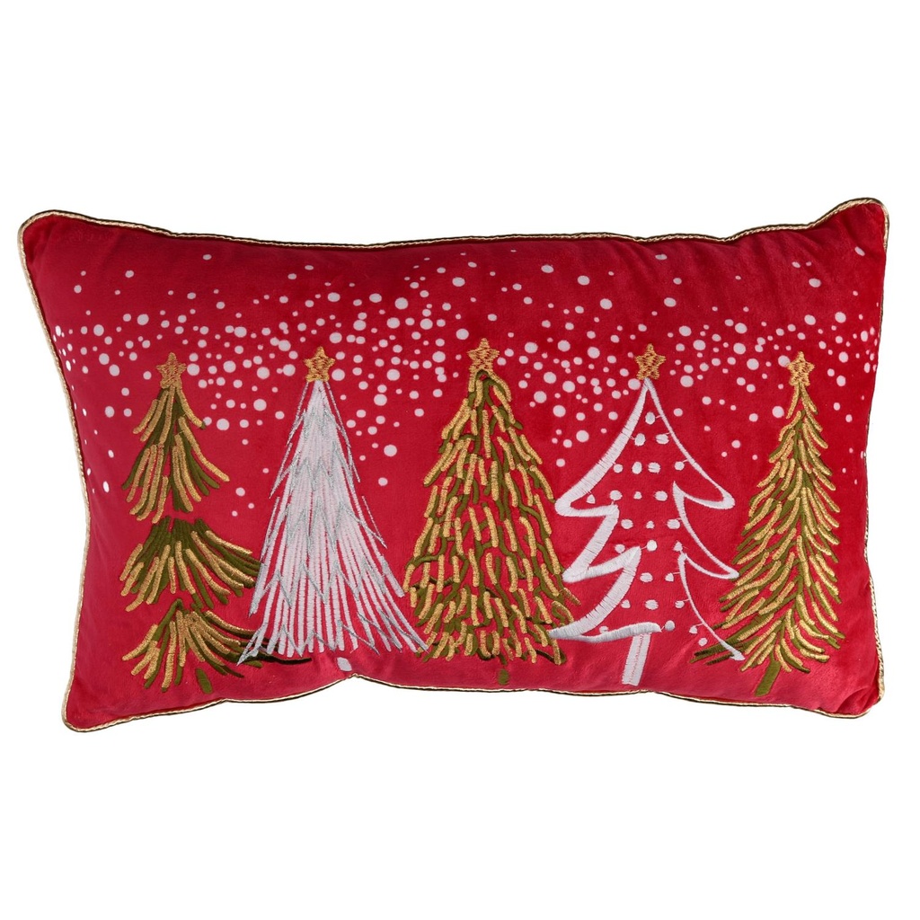 Cuscino tessuto con alberi rosso 50x30x12 cm