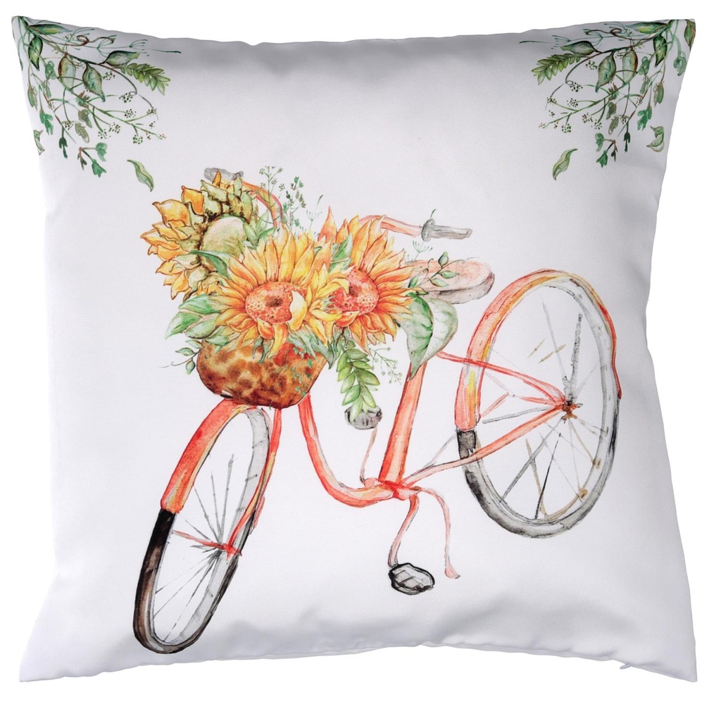 Cuscino tessuto con bicicletta bianco 43x43 cm