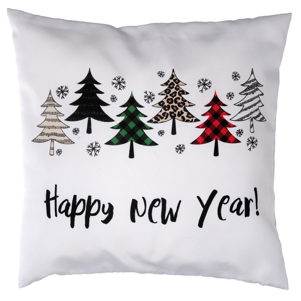 Cuscino tessuto con scritte bianco 43x43x12 cm