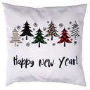 Cuscino tessuto con scritte bianco 43x43x12 cm