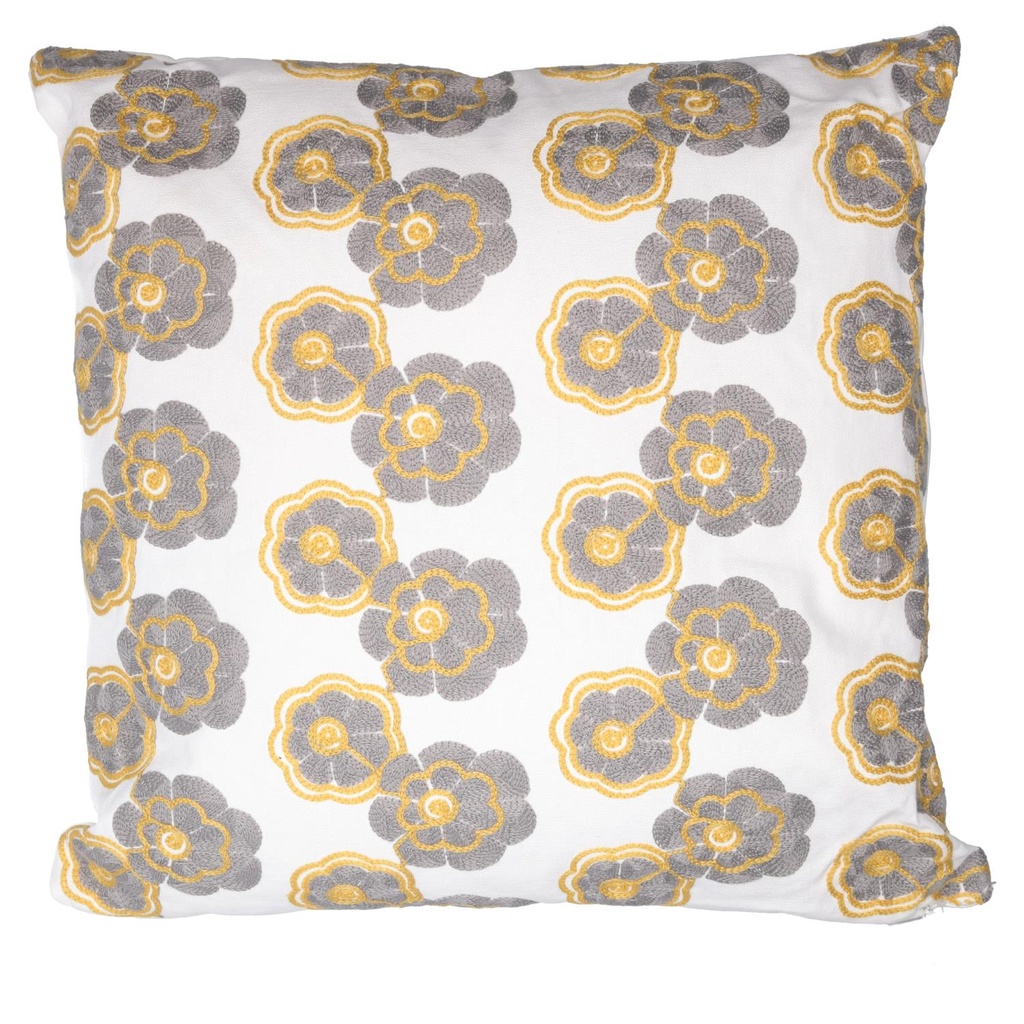 Cuscino Fiori Grigio Giallo Quadro 45x45 cm