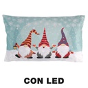 Cuscino tessuto gnomi azzurro con luci LED cm30x50