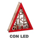 Decorazione triangolare in legno rosso con led cm22x4,5h20