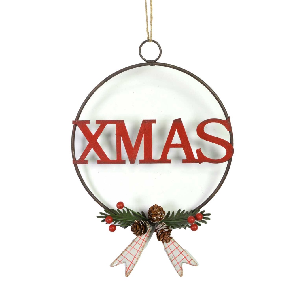 Decorazione metallo xmas rosso 18x3x27 cm
