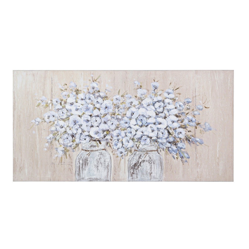 Dipinto olio su tela floreale Village cm 120 x 2,8 x 60