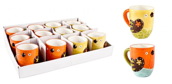 Set di 2 Tazze in Ceramica Pio Pio Assortite - Giallo e Arancio - 350ml