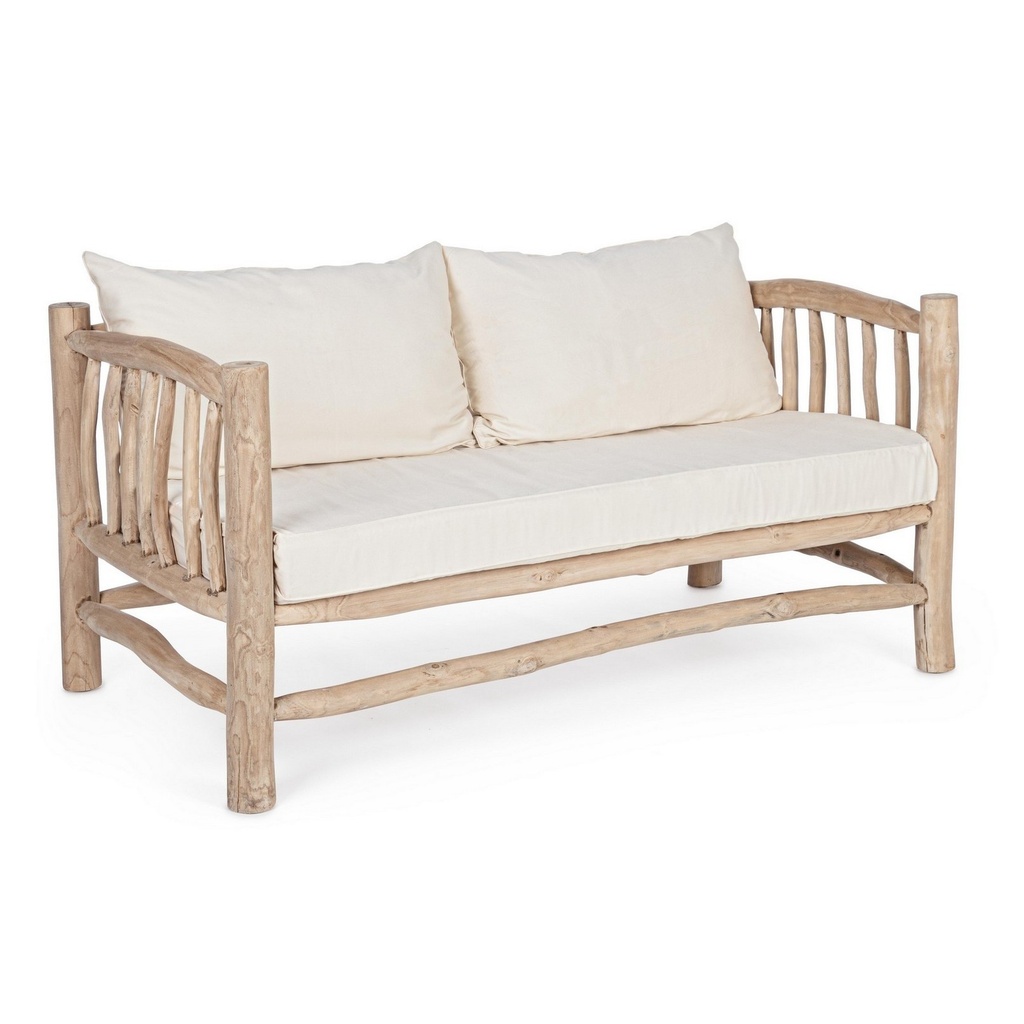 Divano con cuscini Sahel in legno naturale