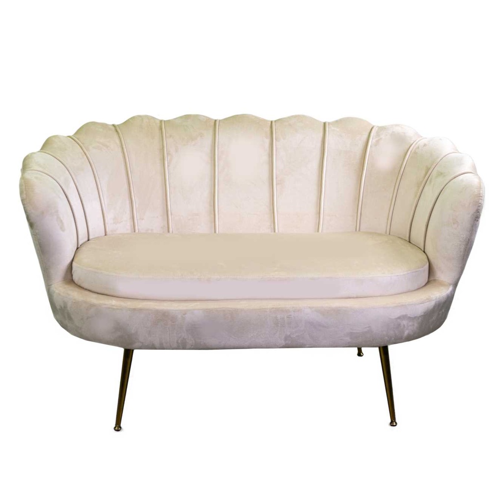 Divano in velluto crema Tulipan - 128x74h50 cm