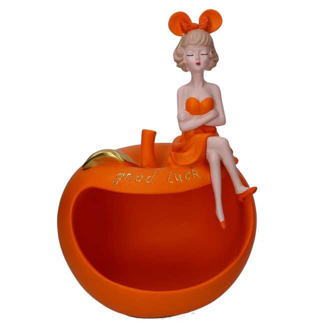 Svuotatasche arancione in resina per organizzare i tuoi effetti personali - 21x16x30 cm