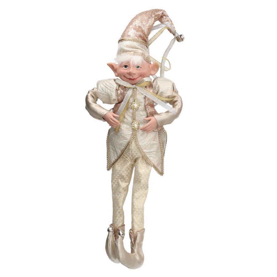 Elfo Tessuto Champagne 24x17x91 cm - Aggiungi un tocco di magia alla tua decorazione natalizia!