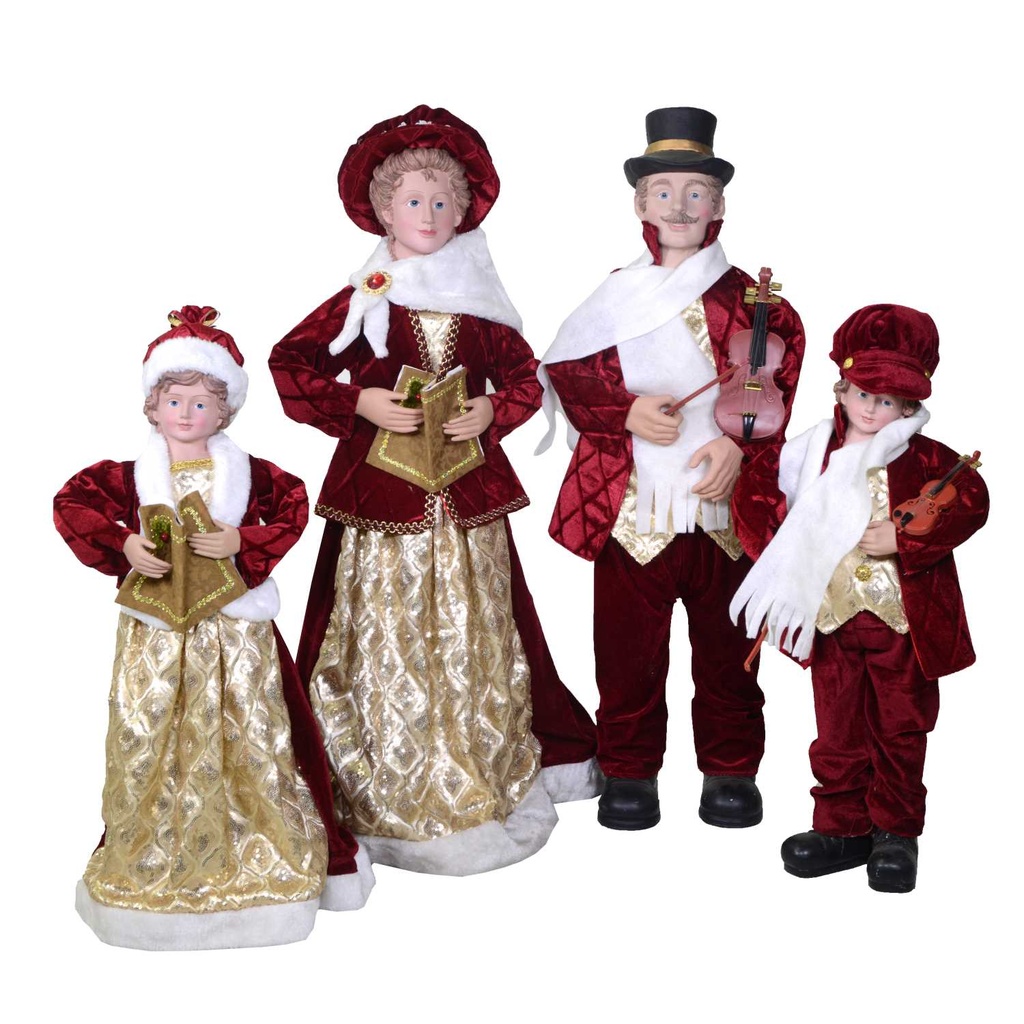 Set di 4 pezzi in tessuto bordeaux per la famiglia Cantori, misure cm21x15h70
