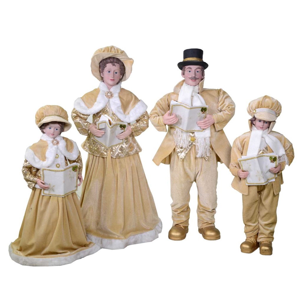 Set 4pz Famiglia Cantori Tessuto Oro cm21x15h70
