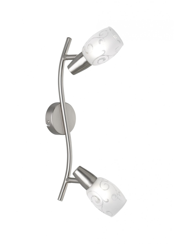 Faretto Colmar Nichel 2 Spot Led Vetro Satinato L39 cm Trio Lighting