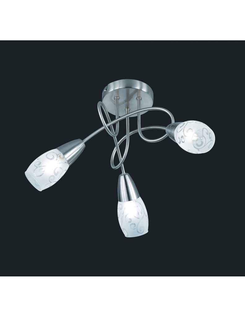 Faretto Nichel 3 Spot Led Vetro Satinato Ø47 cm