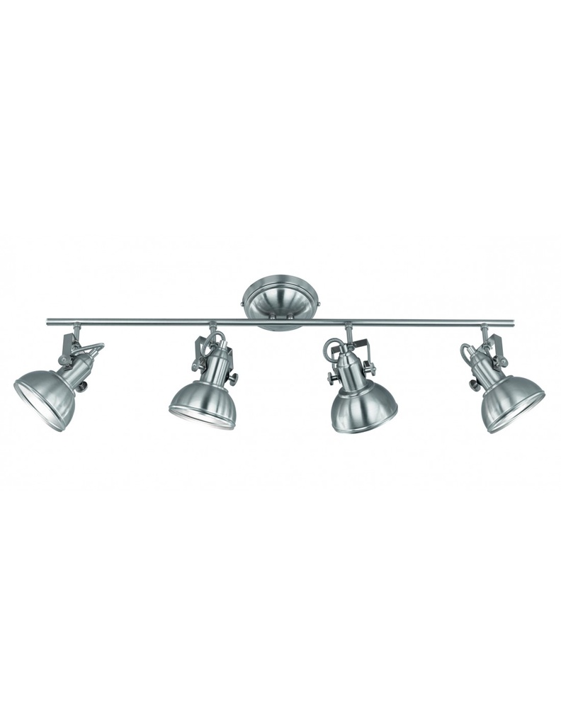 Faretto Orientabile Nichel Opaco 4 Spot L79 cm
