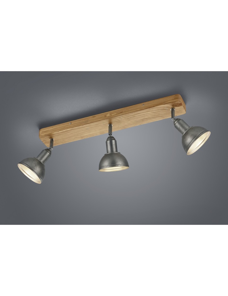 Faretto Industriale Barra 3 Spot Delhi Nichel L58 cm 3xE14 Trio Lighting